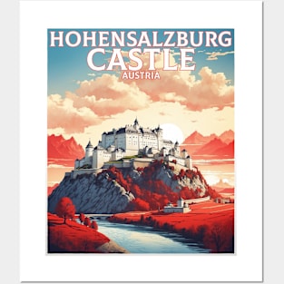 Hohensalzburg Castle Austria Sunrise Vintage Travel Retro Tourism Posters and Art